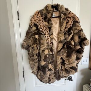 Luxurious Fur Cape in Brown Tones
